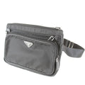 Prada Usedprada Saffiano Waist Bag Tessuto Nylon Black High Simple