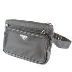 Prada Usedprada Saffiano Waist Bag Tessuto Nylon Black High Simple