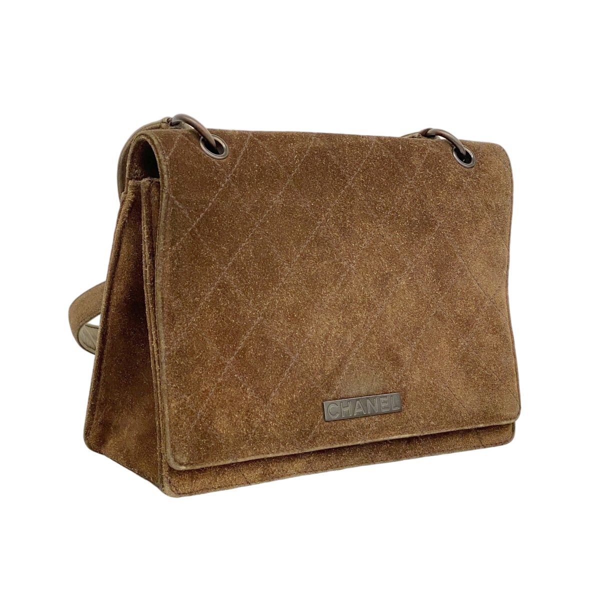 Chanel Shoulder Bag Quilted Suede Dark Brown — view 2