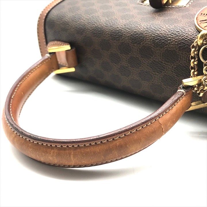 Celine Macadam Turnlock Charm Leather Hand Bag Brown Vintage — view 6