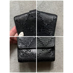 Chanel Stitching Coco Mark W Hook Bifold Wallet Leather Black Compact — view 5