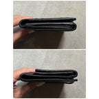 Chanel Stitching Coco Mark W Hook Bifold Wallet Leather Black Compact — view 2