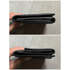 Chanel Stitching Coco Mark W Hook Bifold Wallet Leather Black Compact — view 3