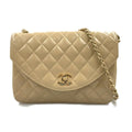 Chanel Quilted Single Flap Chain Shoulder Bag Khaki