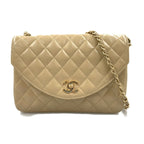 Chanel Quilted Single Flap Chain Shoulder Bag Khaki