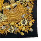 Hermes Scarf Silk Carre 90 Passiflores Passion Flower Black — view 5
