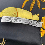 Hermes Scarf Silk Carre 90 Passiflores Passion Flower Black — view 7