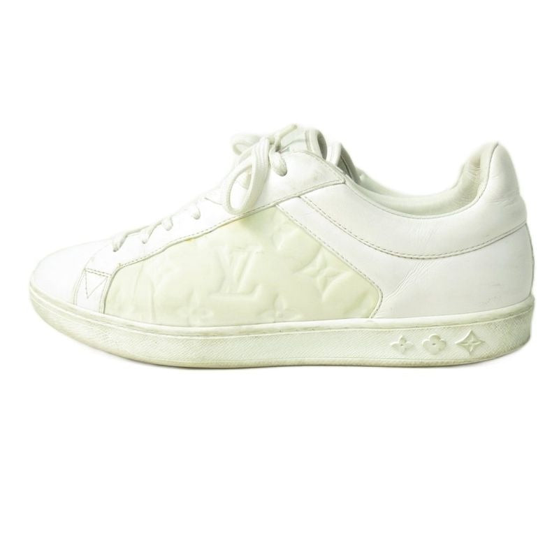 Louis Vuitton Luxembourg Monogram Sneakers Leather Low Cut White Ms1200 5.5