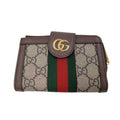 Gucci Bifold Wallet Ophidia Brown Beige GG Supreme Leather Gold