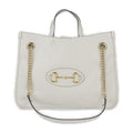 Gucci Horsebit 1955 Medium Tote Handbag Leather Ivoryish Gold Hardware