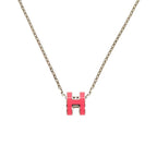 Hermes Pop Ash Mini H Rose Tropic Silver Necklace Accessories 1537