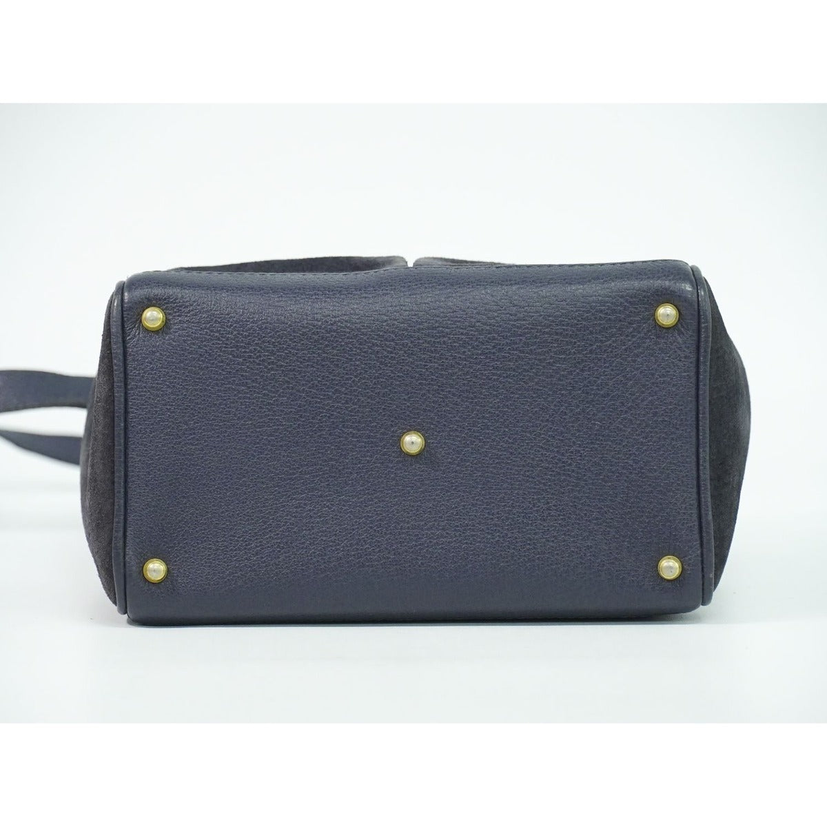 Gucci Bamboo 2-Way Shoulder Bag Pochette Suede Leather Navy — view 3