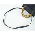 Gucci Bamboo 2-Way Shoulder Bag Pochette Suede Leather Navy — view 4