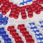 Hermes Scarf Petit Carre 45 Kelly en Perles Silk White Red Blue — view 2