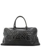 Chanel CC Caviar XL Travel Bag Bowler Tote Weekender Boston Duffle