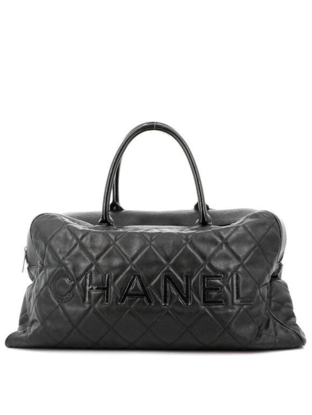 Chanel CC Caviar XL Travel Bag Bowler Tote Weekender Boston Duffle
