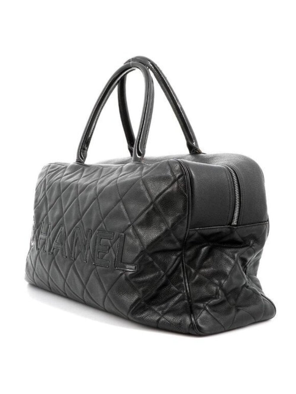 Chanel CC Caviar XL Travel Bag Bowler Tote Weekender Boston Duffle