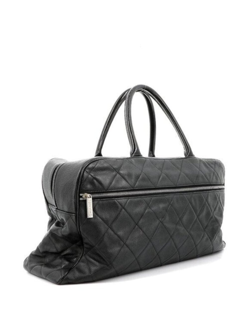 Chanel CC Caviar XL Travel Bag Bowler Tote Weekender Boston Duffle