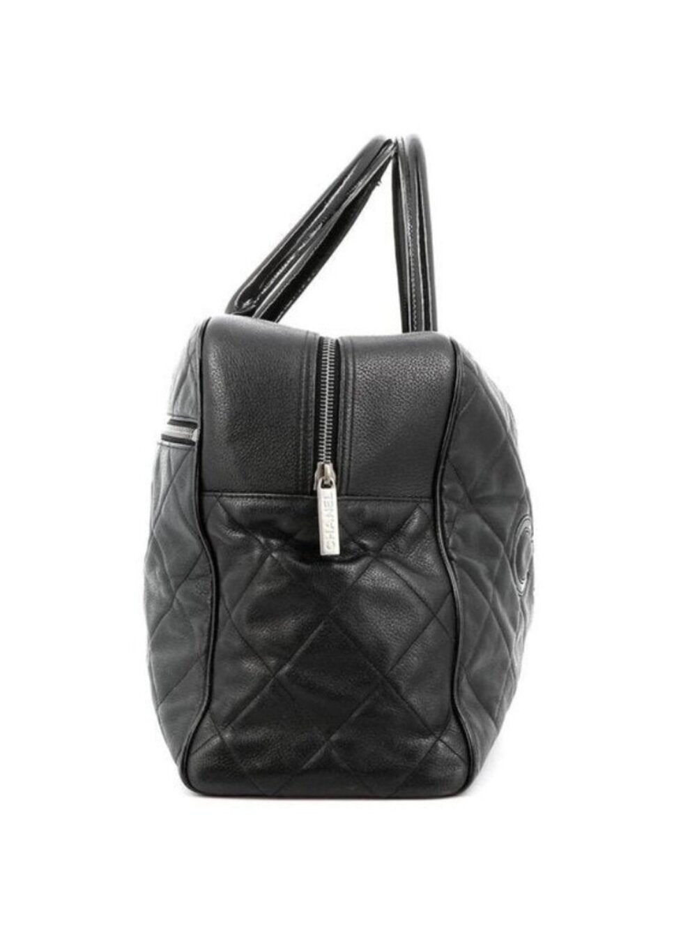 Chanel CC Caviar XL Travel Bag Bowler Tote Weekender Boston Duffle
