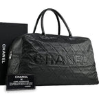Chanel CC Caviar XL Travel Bag Bowler Tote Weekender Boston Duffle