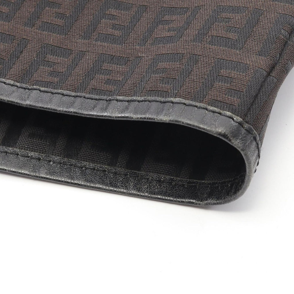 Fendi Tote Zucchino Dark Brown Canvas Leather — view 5