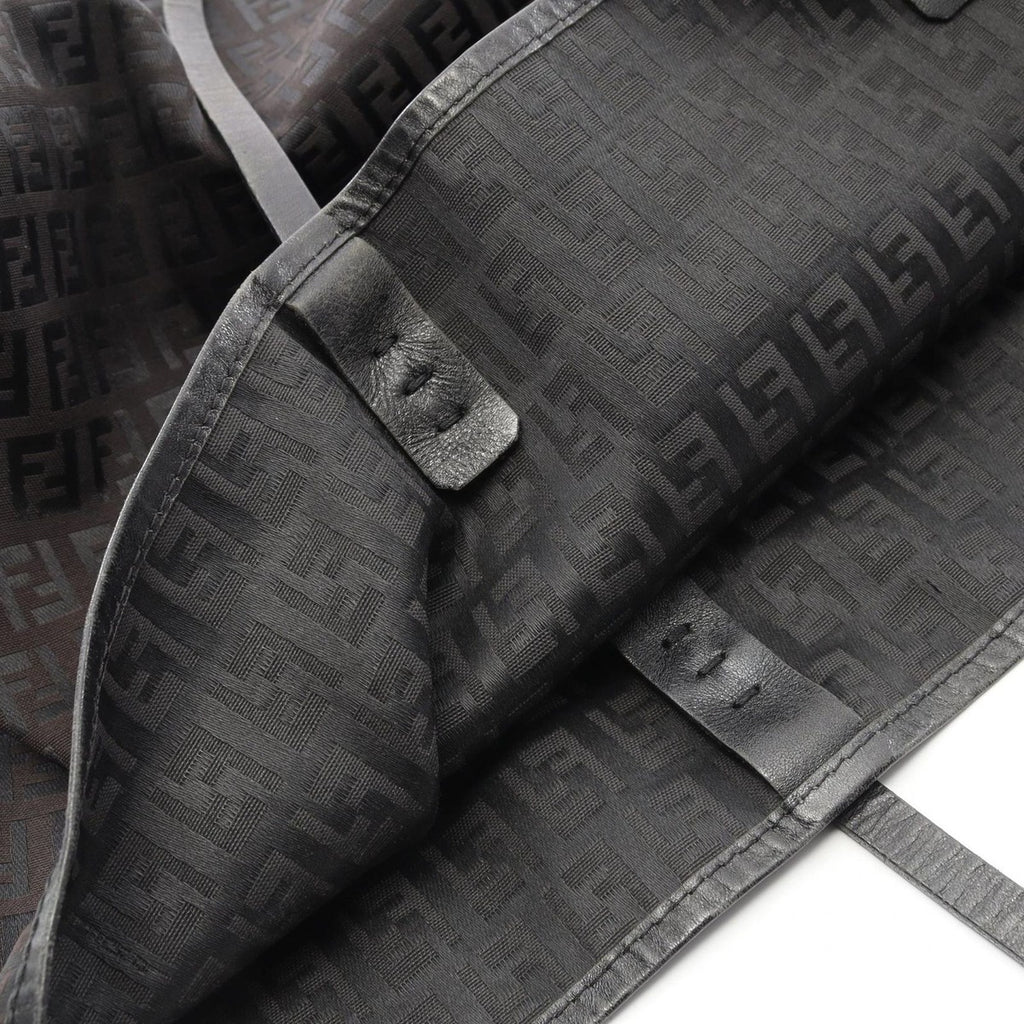 Fendi Tote Zucchino Dark Brown Canvas Leather — view 9