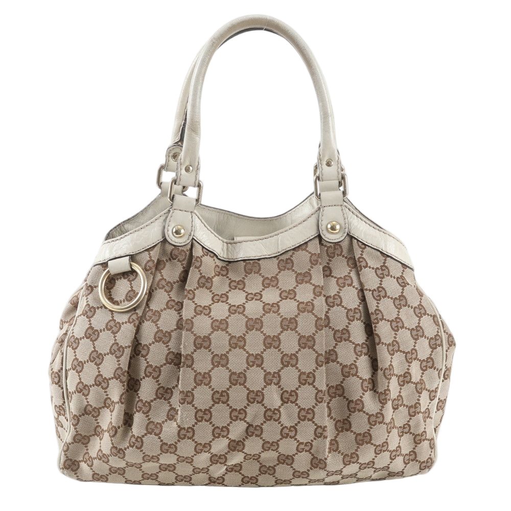Gucci GG Canvas Ski Leather Tote Shoulder Hand