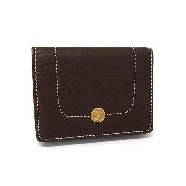 Celine Triomphe Leather Card Case Holder Business Brown