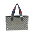 Gucci Sherry Line Navy Silver GG Canvas Leather Tote Shoulder Bag