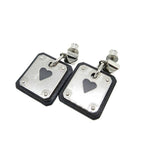 Hermes As De Coeur Heart Earrings Leather Metal Black Silver Stamped Z 0268 — view 2