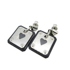 Hermes As De Coeur Heart Earrings Leather Metal Black Silver Stamped Z 0268