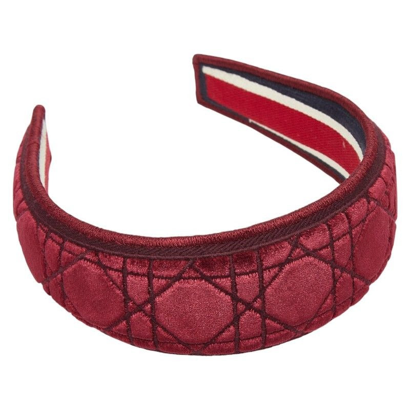 Dior Cannage Headband Hair Wine Red Velour