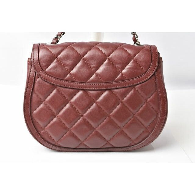 Chanel Chain Shoulder Bag Saddle Lambskin Quilted Bordeaux — view 3