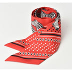 Hermes Tulley Scarf Silk Twill Gibra Motif Red Multi