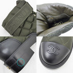 Chanel Coco Mark Nylon Leather Shorts Khaki Black 36 1 2 — view 9