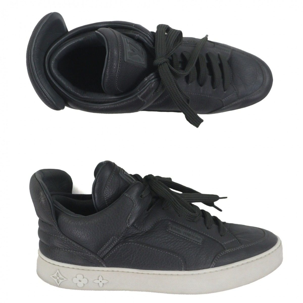 Louis Vuitton Kanye West Dons Leather Lvlogo Sneakers Gray 7 — view 5