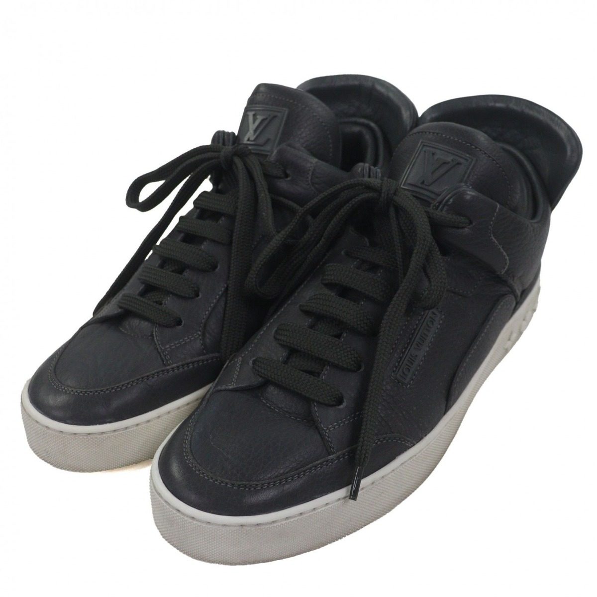 Louis Vuitton Kanye West Dons Leather Lvlogo Sneakers Gray 7
