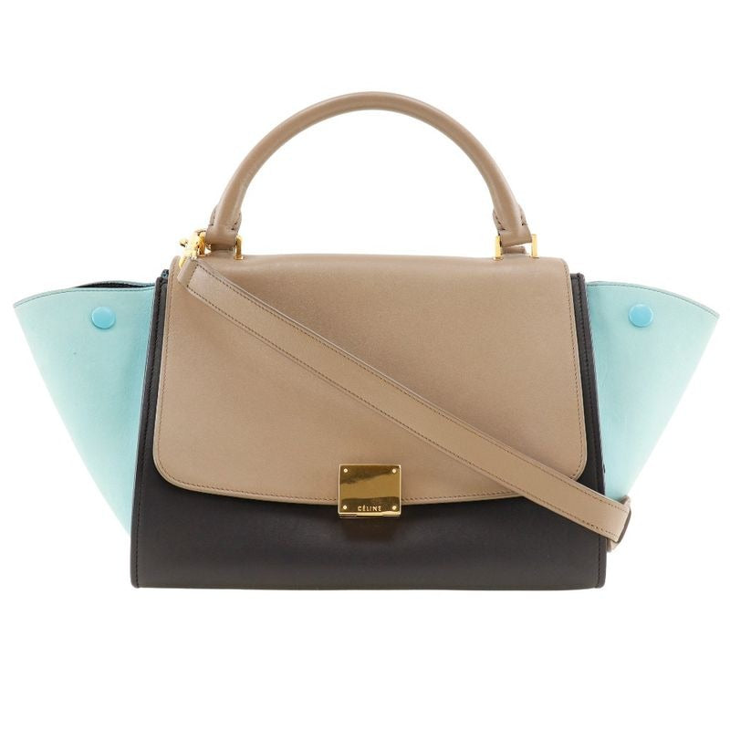 Celine Trapeze 2-Way Shoulder Calf Brown Black Handbag