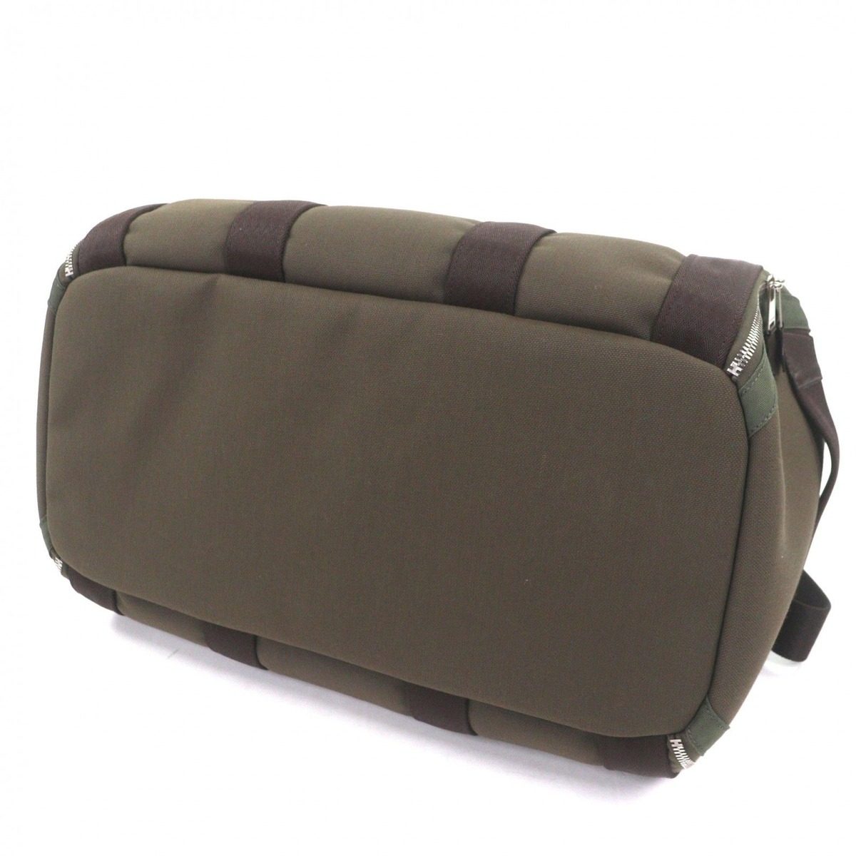 Hermes Toile Military Leather Silver 2-Way Dog Carrier Pet Boston Bag Khaki — view 4
