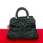 Christian Dior Karenina CD Logo Charm Hardware Leather Tote Black