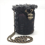 Chanel Small Mini Bucket Denim Chain Shoulder Bag Black — view 8