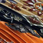 Hermes Pleated Silk Scarf Aux Portes du Palais Royal Doors Orange — view 6