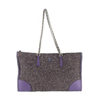 Prada Tweed Leather 2-Way Tote Crossbody Chain Shoulder Hand