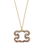 Celine Triomphe Sparkle Metal Rhinestone Gold Necklace
