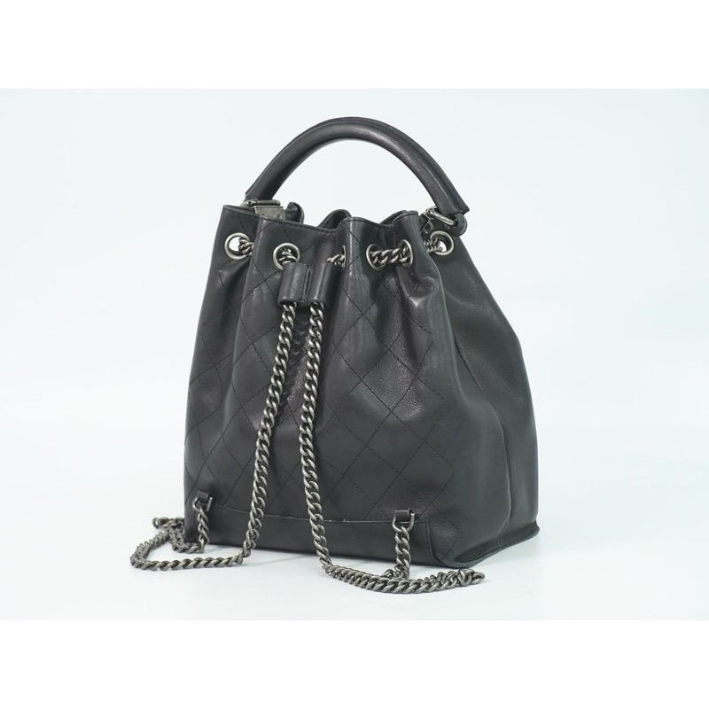 Chanel Quilted 2-Way Chain Drawstring Backpack Handbag — view 2