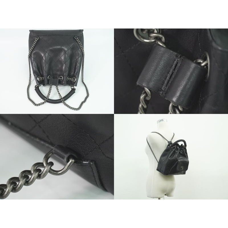 Chanel Quilted 2-Way Chain Drawstring Backpack Handbag — view 5