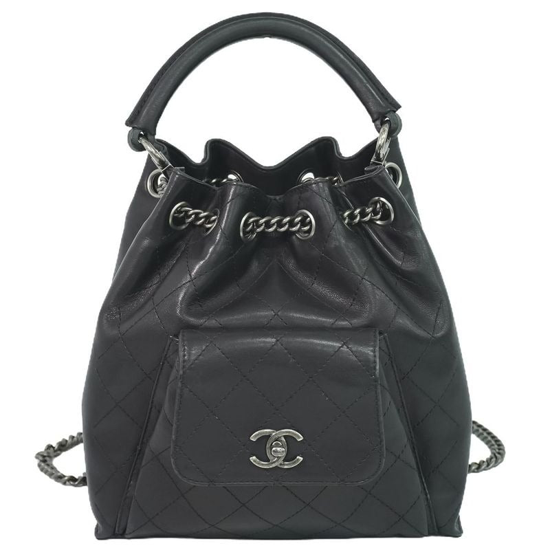 Chanel Quilted 2-Way Chain Drawstring Backpack Handbag