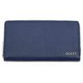 Gucci Logo Zip Around Wallet Blue Navy Silver