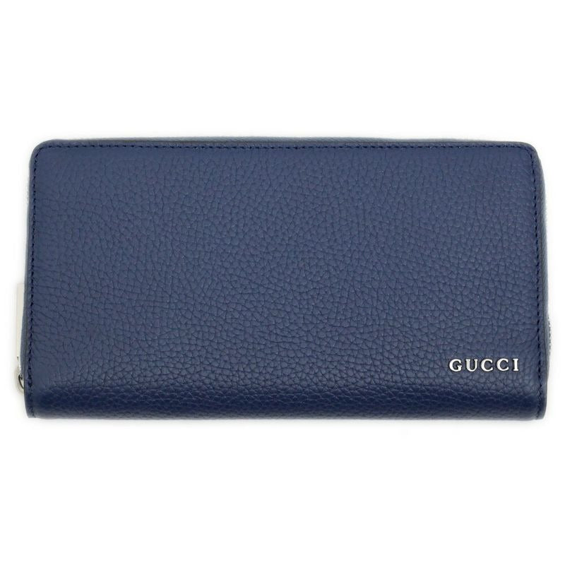 Gucci Logo Zip Around Wallet Blue Navy Silver