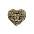 Chanel Ring Gold Black Coco Mark Heart Rhinestone